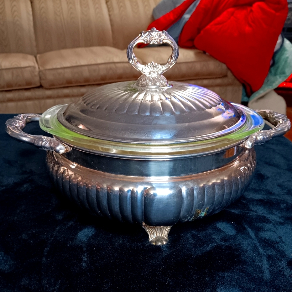 Rare Sheridan Silver 3 quart Queen Anne Casserole Dish